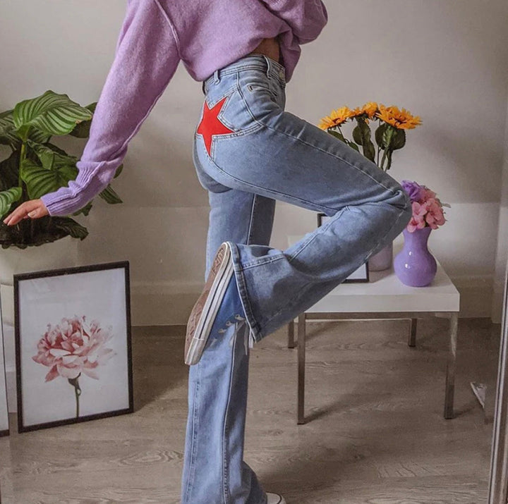 Gwen | Dames jeans met flared sterdetail