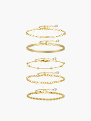 Gina | Luxe Armbanden Set - Set van 5, Verstelbaar, Titanium Staal