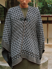 Mandy | Elegante Poncho - Hoogwaardige Gebreide Stof met Ruitpatroon