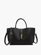 Rana | Zwarte Klassieke Handtas van Leder Look met Gouden Detail – Dames Schoudertas