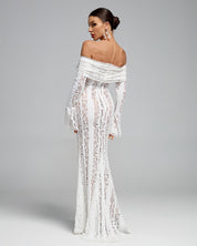 Suus | Luxe Off-Shoulder Maxi Jurk van Kant