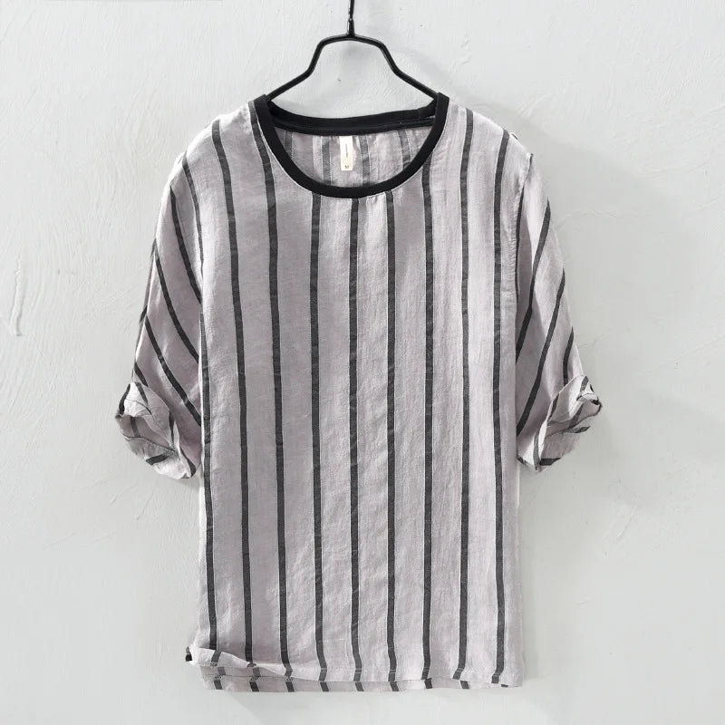 Vincent Steele Linnen Gestreept Shirt