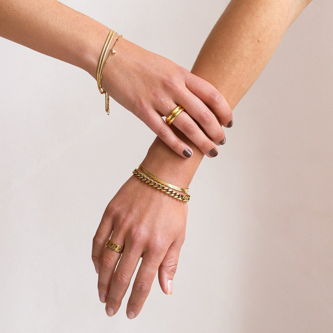 Ruth | Dames armband met dubbele en gevlochten schakel