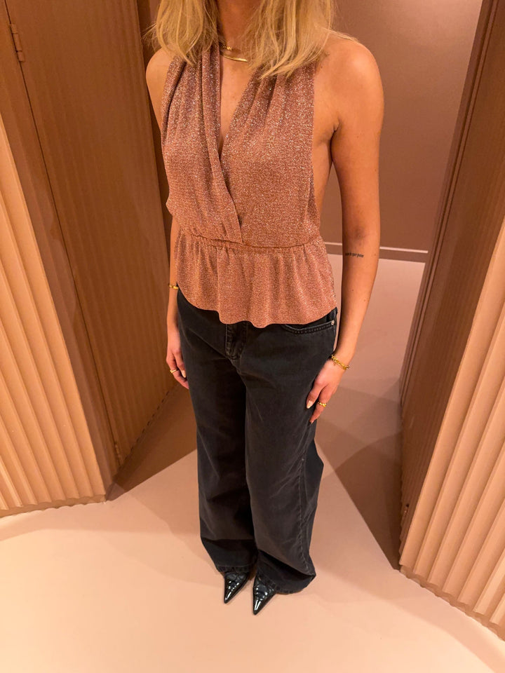 Kayla | Dames halter top met plooien rugopen