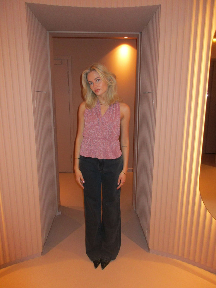 Kayla | Dames halter top met plooien rugopen