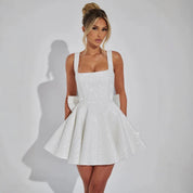 Joan | Elegante Glamour Mini Jurk - Hoge Taille met Strik voor Feestjes