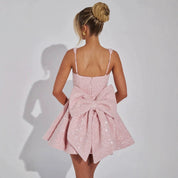 Joan | Elegante Glamour Mini Jurk - Hoge Taille met Strik voor Feestjes