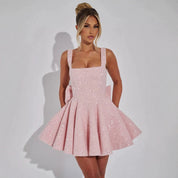 Joan | Elegante Glamour Mini Jurk - Hoge Taille met Strik voor Feestjes