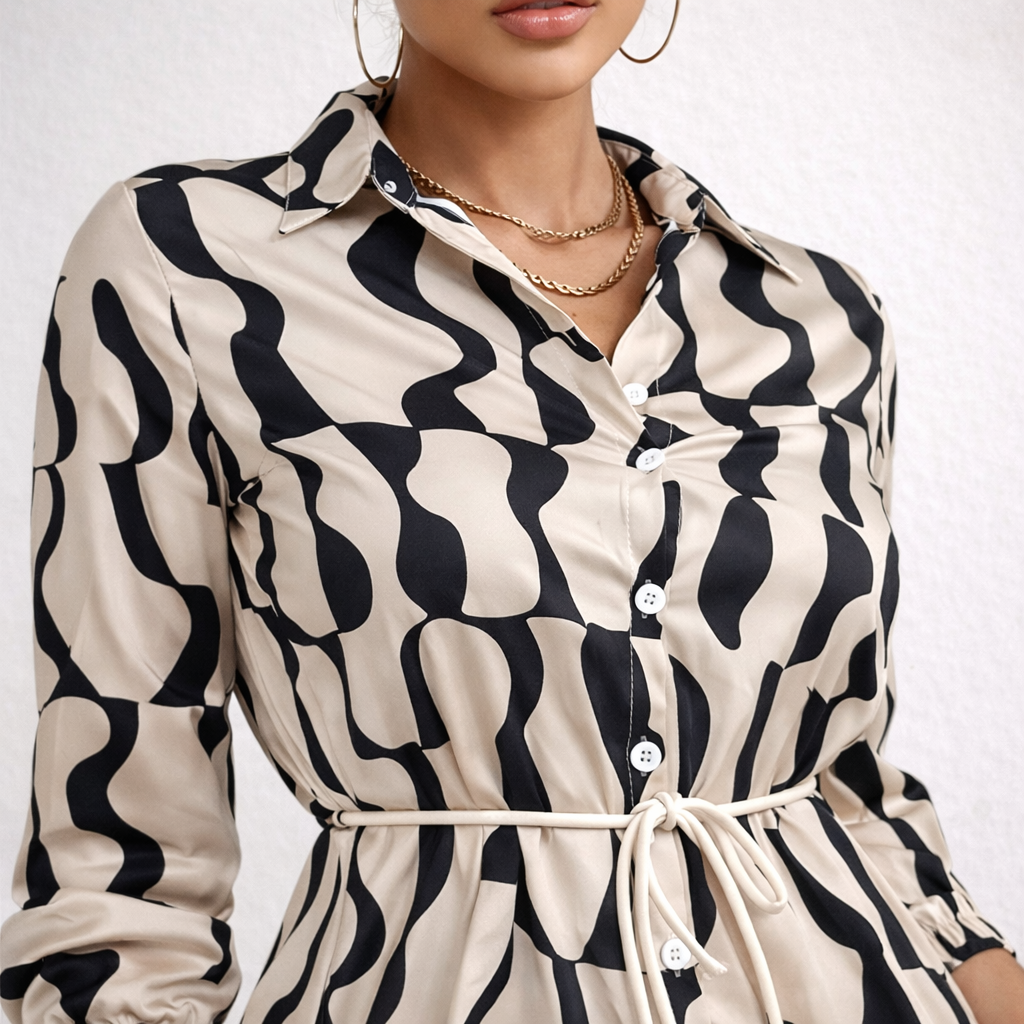 Shelby | Dames mini jurk met print ceintuur