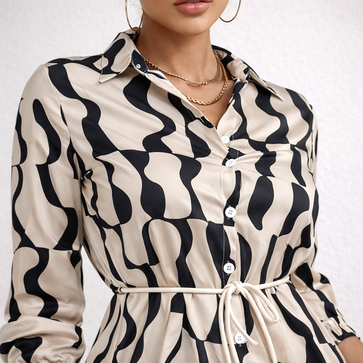 Shelby | Dames mini jurk met print ceintuur