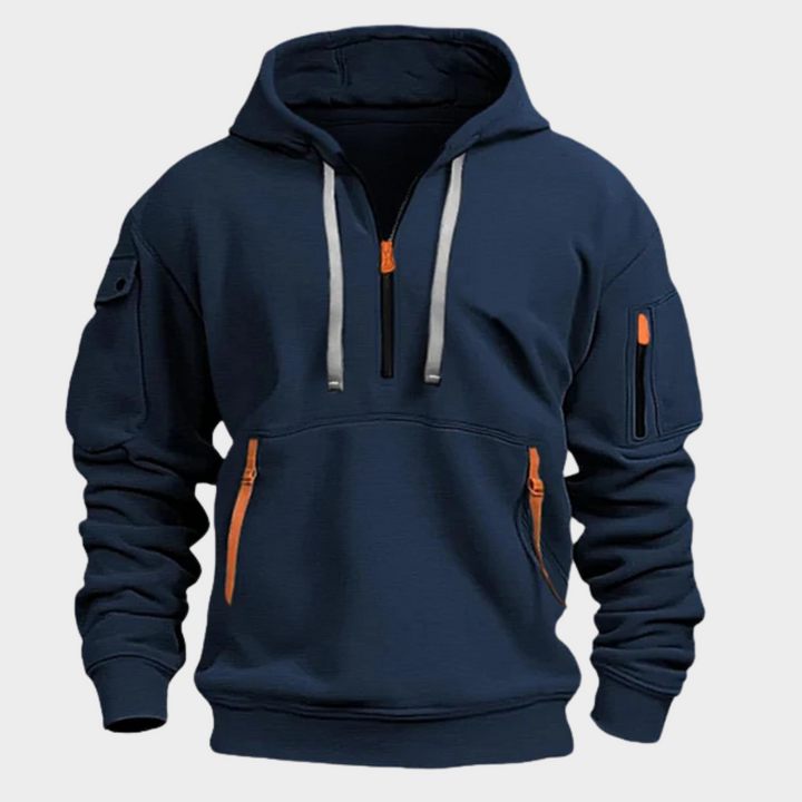 Julian | Herenhoodie met halve rits en ritszakken