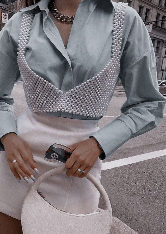 Adelyn | Dames crop top bandjes rasterstructuur