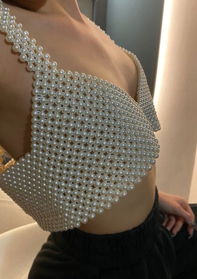 Adelyn | Dames crop top bandjes rasterstructuur
