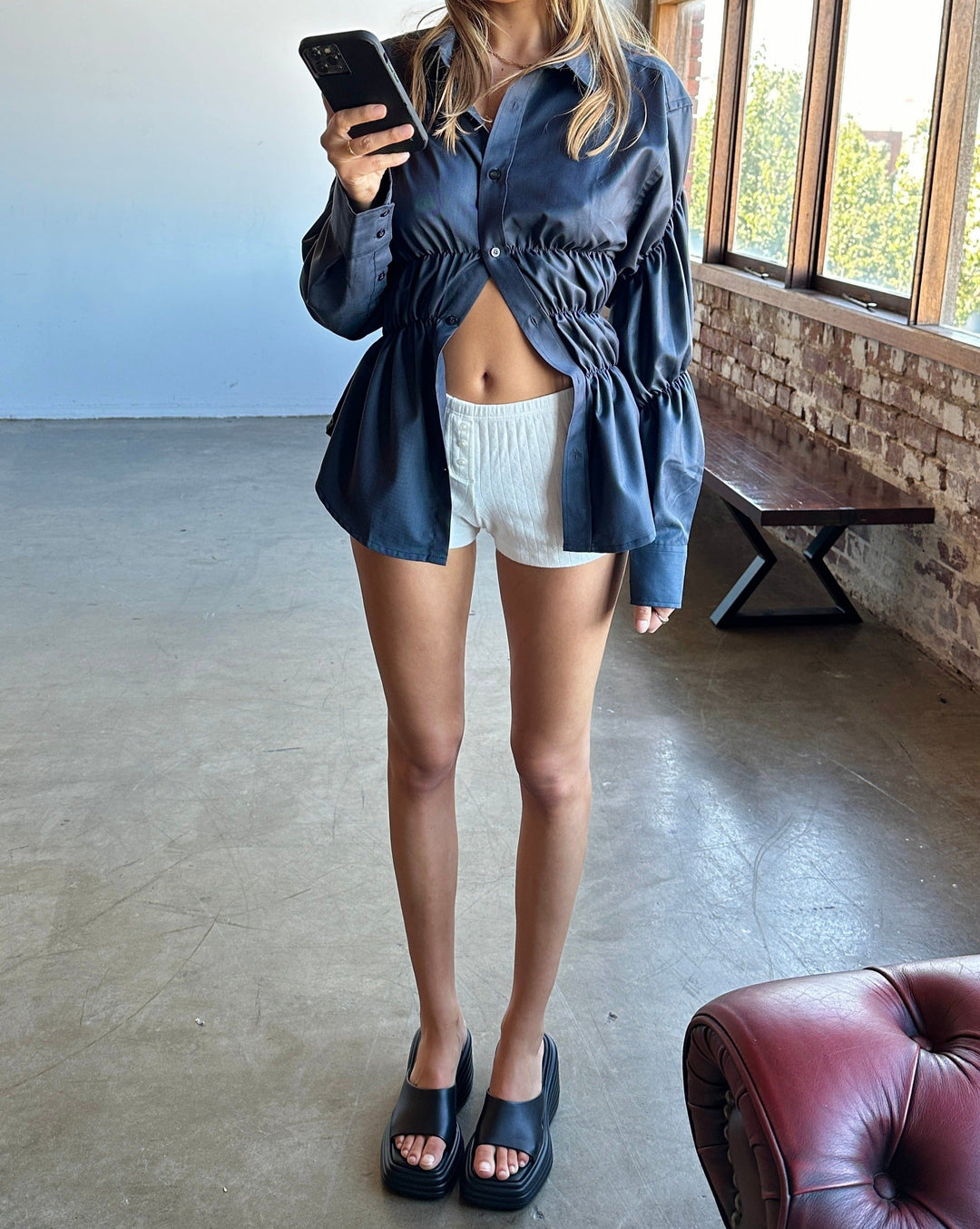 Brooklyn | Dames Blouse with Ruches and Plofmouwen