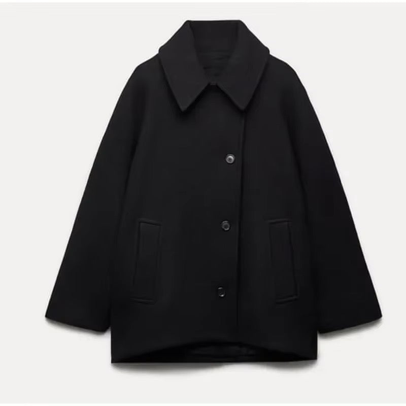 Lyla | Dames oversized mantel met knopen en reverskraag