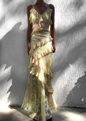 Mea | Gele Chiffon Maxi Jurk met Ruches