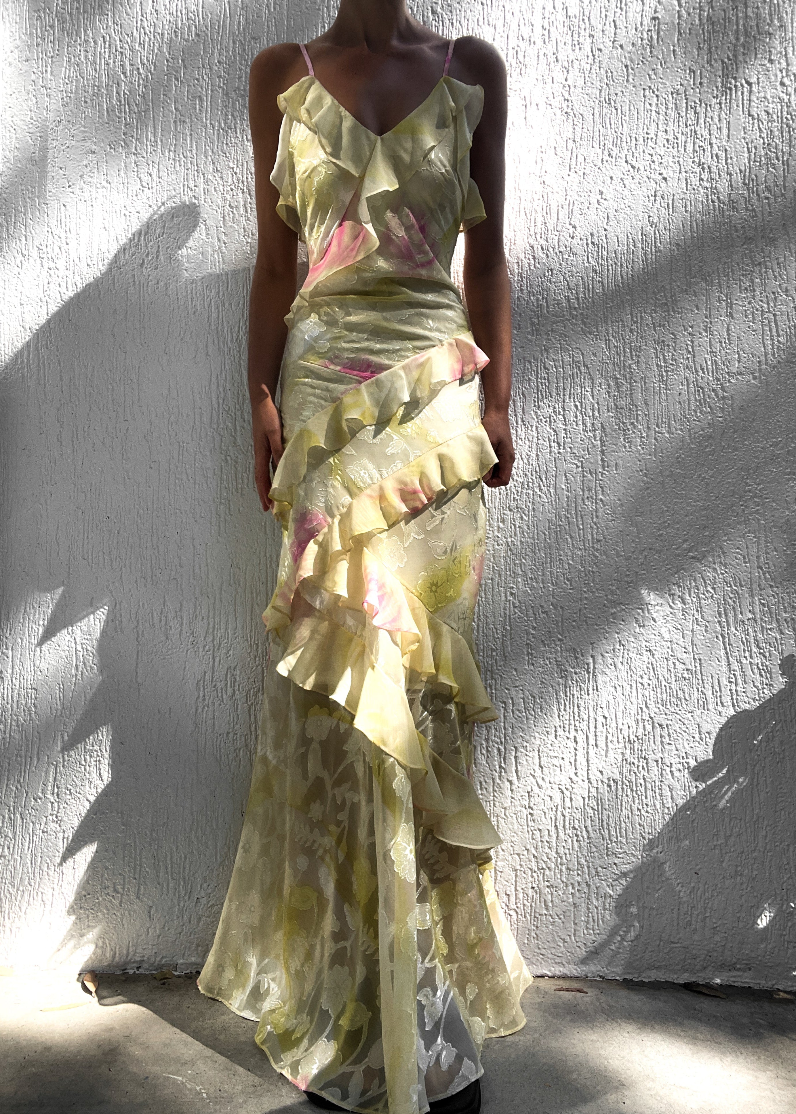 Mea | Gele Chiffon Maxi Jurk met Ruches
