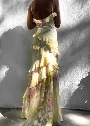 Mea | Gele Chiffon Maxi Jurk met Ruches