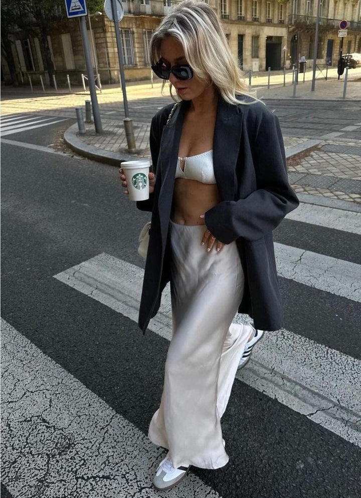 Ayla | Dames rok met hoge taille maxi lengte