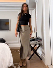 Adrianne | Maxi Rok Satijn Look met Subtiele Glans - Comfy & Luchtig