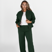 Iris | Tweedelig Lounge Pak Dames - Trendy Bomber Stijl, Comfortabel en Stijlvol
