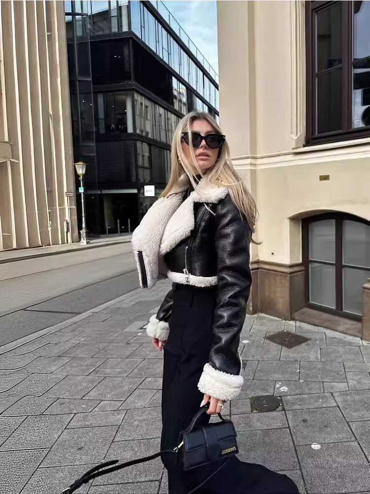 Jolly | Luxe Dames Winterjas - Leren Jas met Trendy Faux Fur
