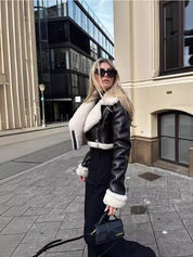 Jolly | Luxe Dames Winterjas - Leren Jas met Trendy Faux Fur