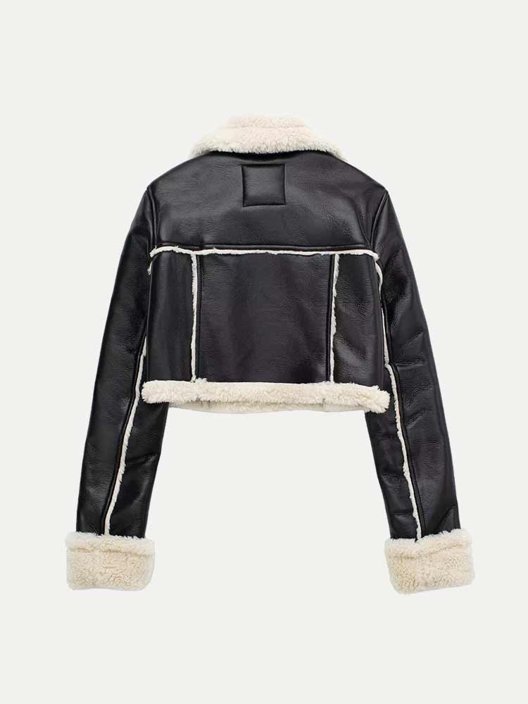 Jolly | Luxe Dames Winterjas - Leren Jas met Trendy Faux Fur