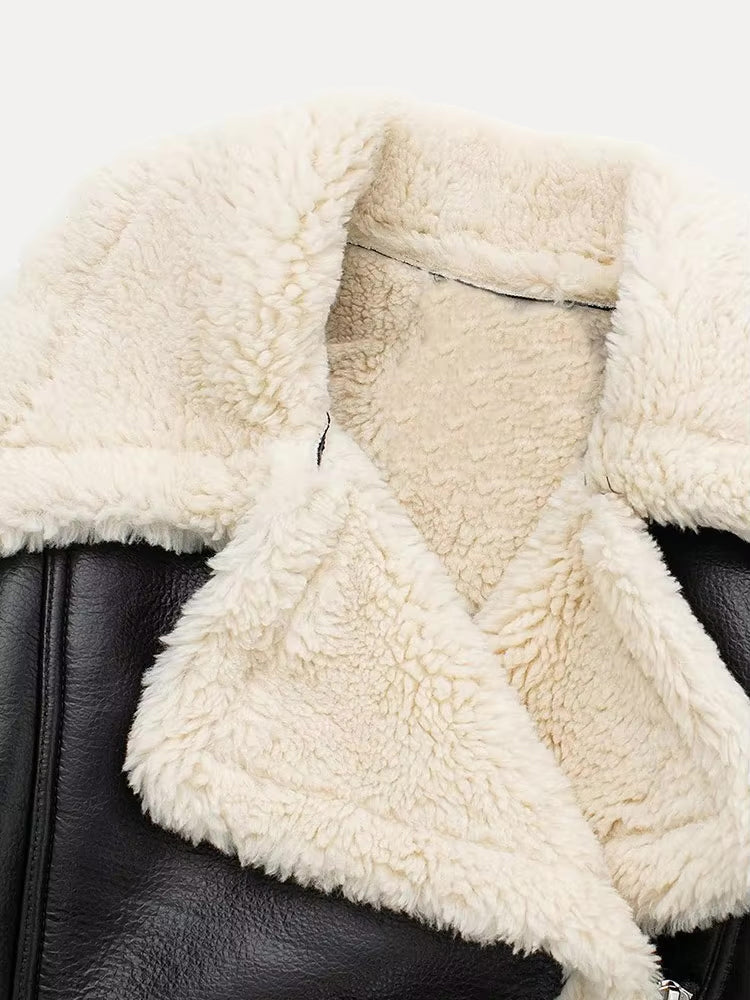Jolly | Luxe Dames Winterjas - Leren Jas met Trendy Faux Fur