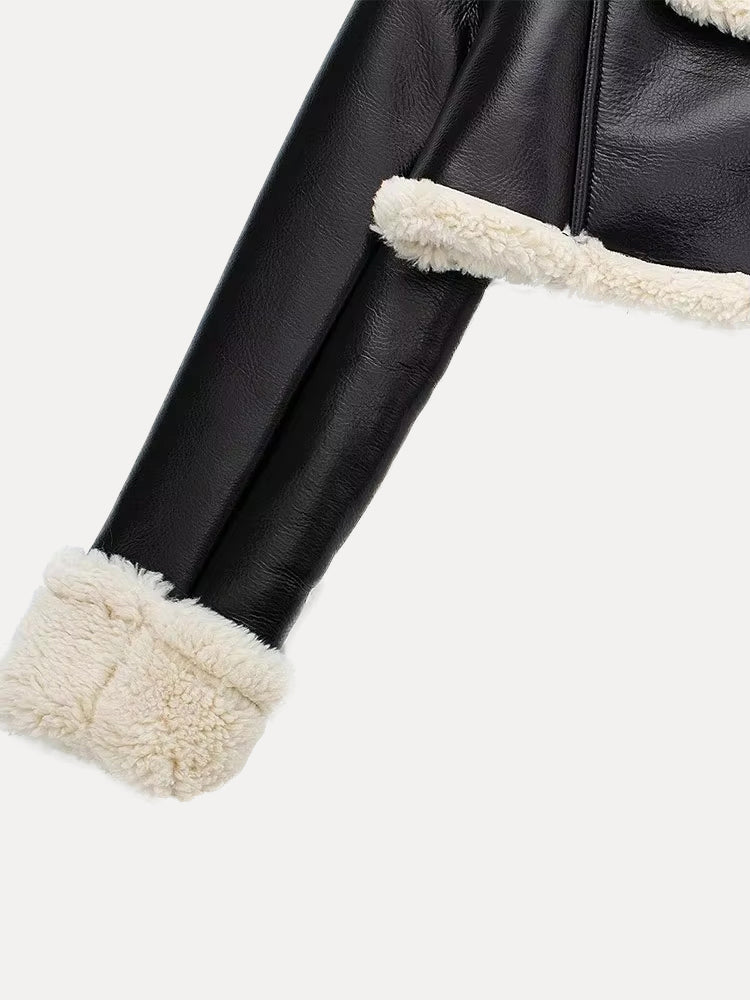 Jolly | Luxe Dames Winterjas - Leren Jas met Trendy Faux Fur