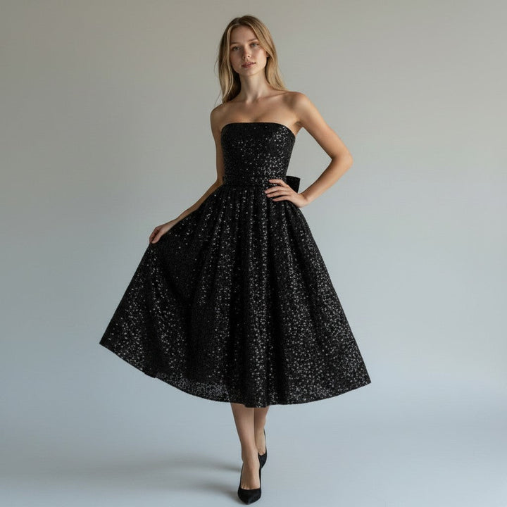 Legacy | Dames jurk strapless midi pailletten