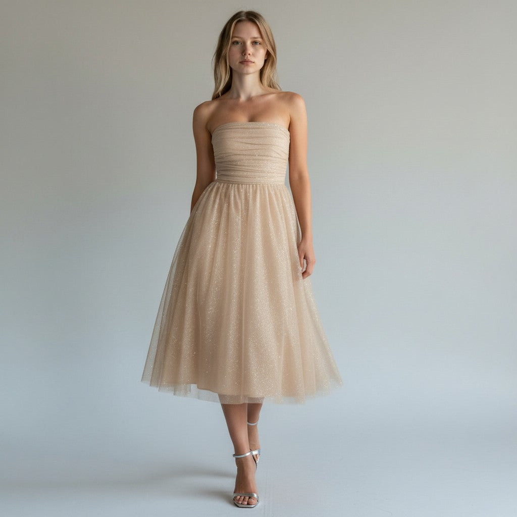 Legacy | Dames jurk strapless midi pailletten
