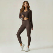 Jolee | 3-Delige Sportset Dames - Cropped Vest, Sport BH en High-Waist Legging