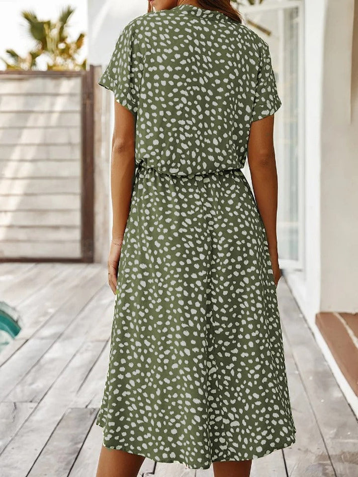 Skyla | Dames jurk midi bloemen knoopsluiting
