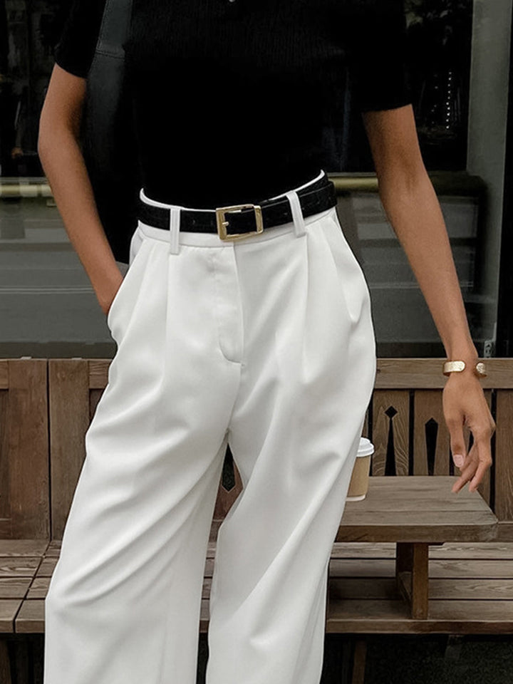 Kiyomi | Dames broek met hoge taille wijde pijpen