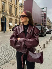 Nola | Stijlvolle Leren Jas met Luxe Schouderdetails