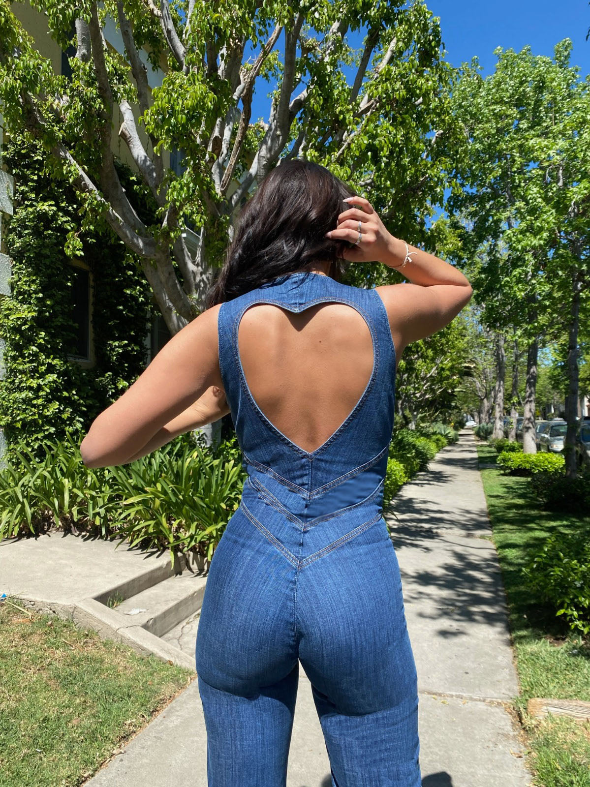 Miu | Denim Jumpsuit met Hartvormige Uitsnede