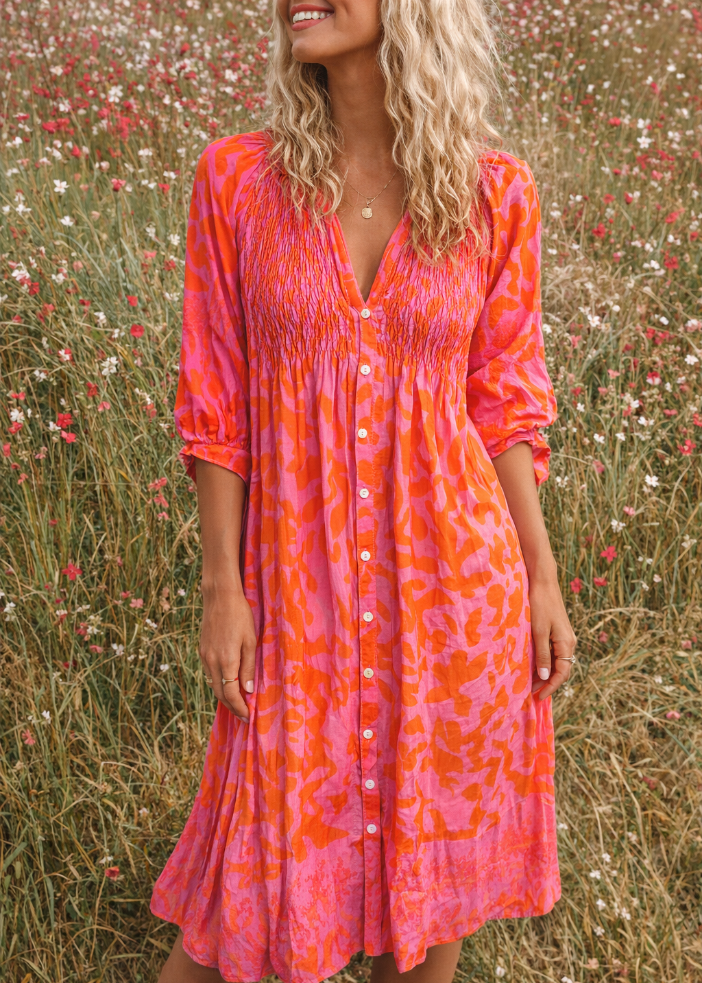 June_Elegante_Zomerse_Oranje_Midi_Jurk1.png
