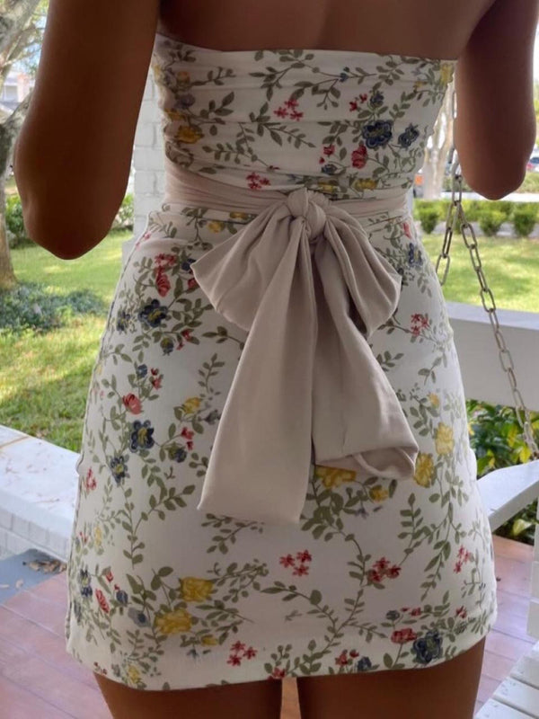 Kaira | Zomerse Mini Jurk - Bloemenprint, Strappy Tube Top met Moderne Flair