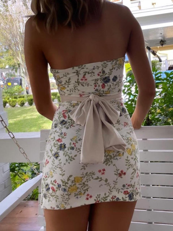Kaira | Zomerse Mini Jurk - Bloemenprint, Strappy Tube Top met Moderne Flair