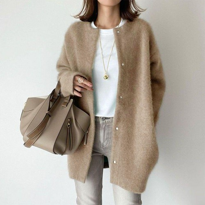 Dames Lange Gebreide Relaxed Fit Cardigan