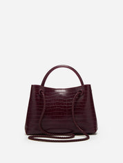 Juliet | Bordeauxrode Croco Look Handtas met Goudkleurige Sluiting - Luxe en Compact