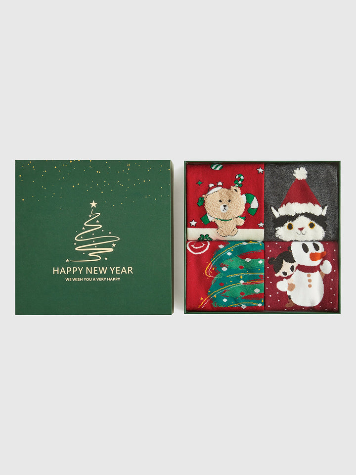 Alana | Dames sokken set met kerstmotief en cartoonprint
