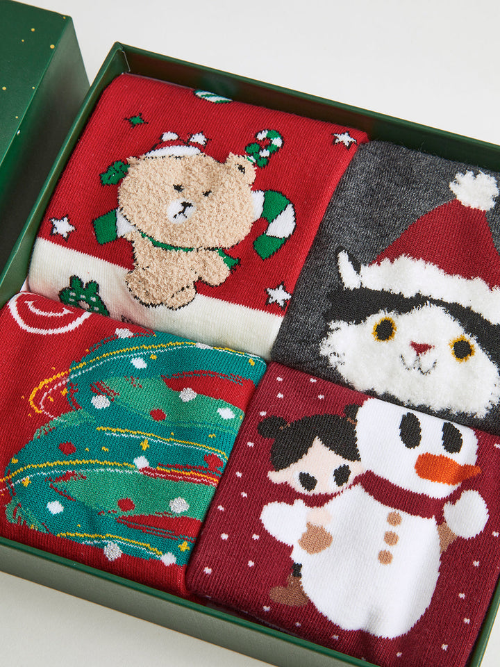 Alana | Dames sokken set met kerstmotief en cartoonprint