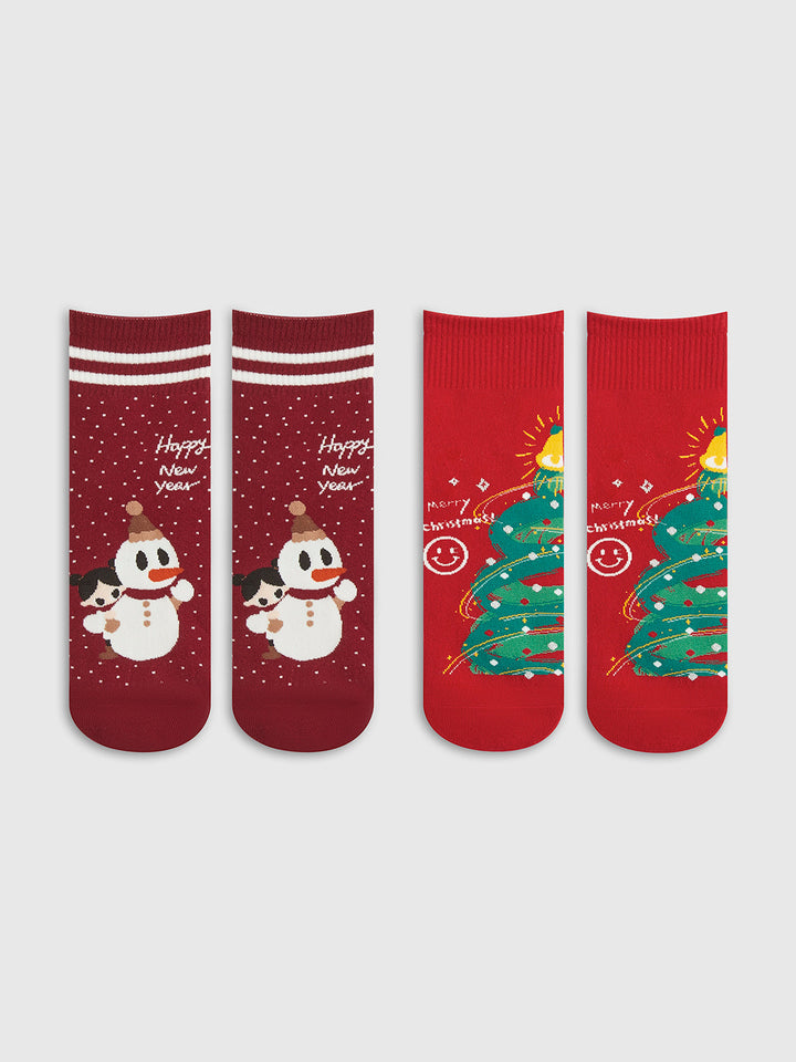 Alana | Dames sokken set met kerstmotief en cartoonprint