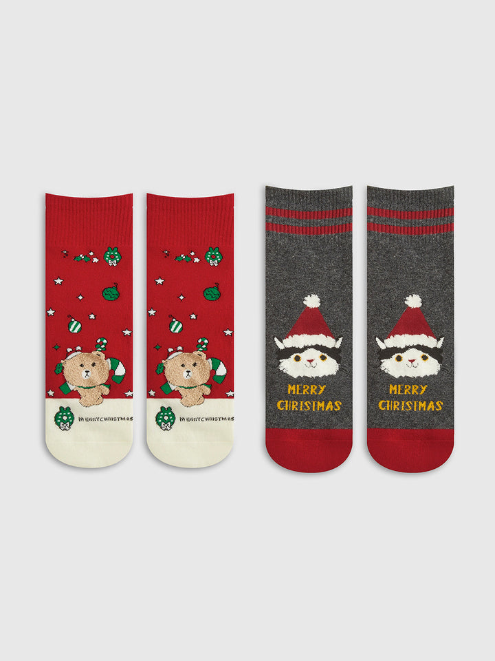 Alana | Dames sokken set met kerstmotief en cartoonprint
