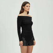 Lalou | Off Shoulder Top met Lange Mouwen - Asymmetrisch & Elegant