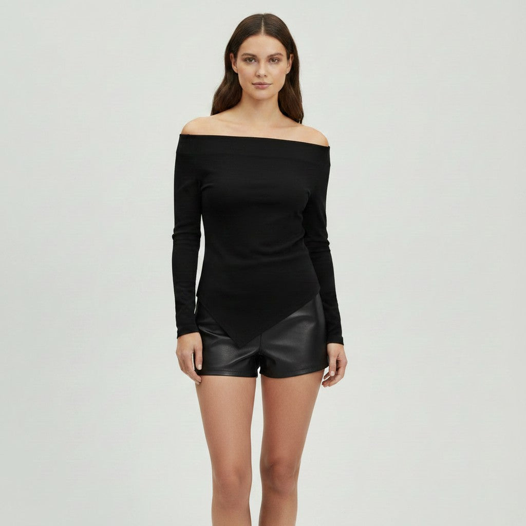 Lalou | Off Shoulder Top met Lange Mouwen - Asymmetrisch & Elegant