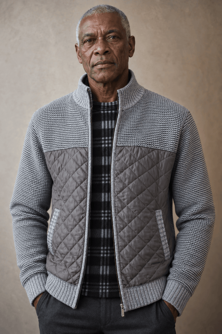 Gemma | Heren vest met rits en quiltpanelen