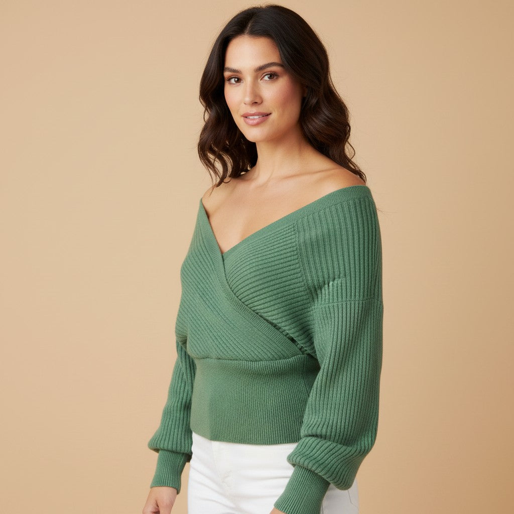 Freya | Dames trui met off-shoulder lange mouwen